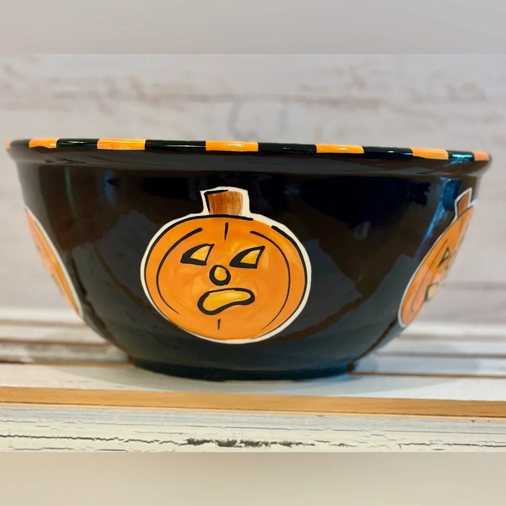 Mary Engelbreit Vintage 10” Jack O’ Lantern Ceramic Halloween Candy Bowl